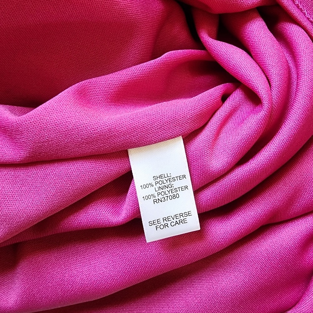 Versona Swiss Dot Shift Dress Womens XS Magenta Pink Smocked Long Sleeve Barbie - Picture 11 of 11